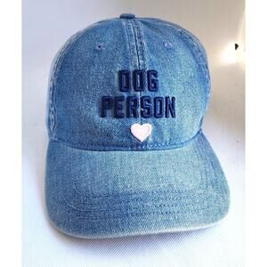 Baseball Cap/Hat-Denim-"Dog Person"-Heart-Adjustable Size-Dog Lover